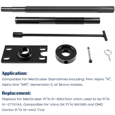Gimbal Bearing Puller And Engine Alignment Tool Kit For Mercruiser Alpha Bravo OMC Volvo Installer And Alignment Bar For Sterndrive Maintenance Heavy Duty Pro Grade All In One Kit For Smooth Engine Alignment And Easy Setup displayed.