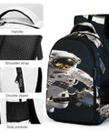 Space Satellite Print Unisex Backpack With Large Capacity Durable Polyester Build Breathable Easy To Clean Smooth Zipper Dope Style