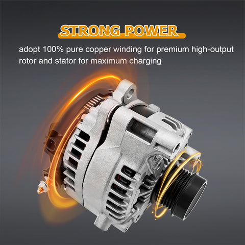 High Output 300 Amp Alternator Replacement For Jeep Wrangler JK 3.6L V6 2012 Through 2018 Drop In Install With OE Style Fit And 421000 0810 68078950AA Compatibility close-up view