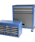 Real Deal Heavy Duty Tool Chest With Eight Spacious Drawers And Tight Locking Compartments Designed For Rapid Detachment Smooth Ball Bearing Casters guarantee easy grind in blue finish.