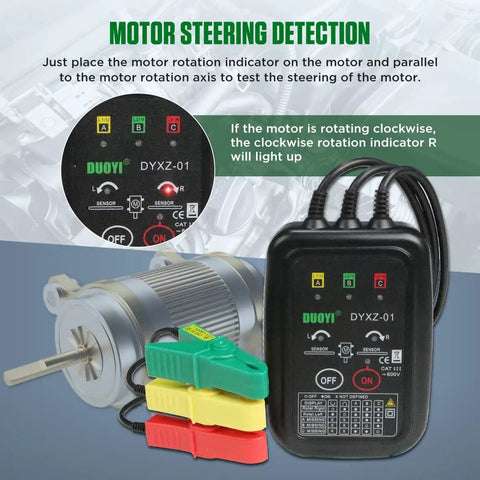 3 Phase Rotation Tester For Motor Setup With Non Contact Voltage Detection And Phase Sequence Check 70V To 600V AC Live