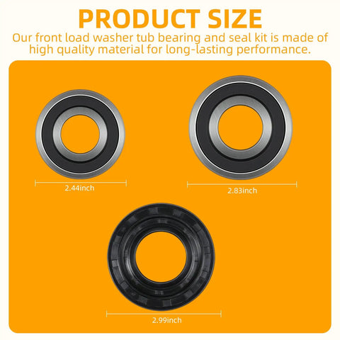 Drop In Front Load Washer Bearing Kit Fits LG Kenmore Sears Tub Bearings Seal Kit With Two Bearings Drum Gasket And Seal Ring Easy Install Replaces 4036ER2004A 4280FR4048L 4280FR4048E MAP61913707 4036ER4001B, 2.44in, 2.83in, 2.99in