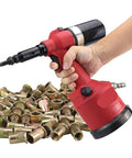 Hand holding Rivet Nut Gun Kit Set Hydraulic Pneumatic Riveter For M3 To M12 Automatic Rivnut Tool