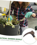 Woman using Tough As Nails Hardwearing Manganese Garden Sickle Multi Functional Weeding Hook For Gardening And Harvesting Cutting Tool