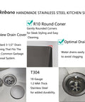 Features of the Stainless Steel Undermount Bar Sink For RV And Small Kitchen 15 By 17 Inch Single Bowl With Brushed Nickel Finish