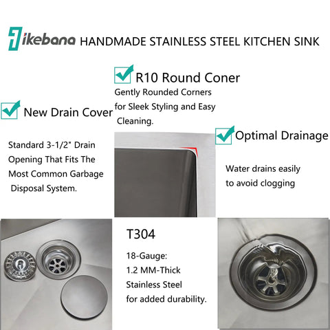 Features of the Stainless Steel Undermount Bar Sink For RV And Small Kitchen 15 By 17 Inch Single Bowl With Brushed Nickel Finish