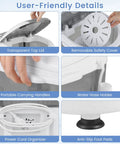 User-friendly features of Slick Compact Mini Washer And Dryer Combo, including handles, lid, and cord organizer.