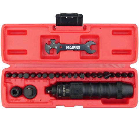 Heavy Duty Manual Impact Driver Set With Three Eighths Inch And One Half Inch Drive, Twenty Five Piece Kit in red case