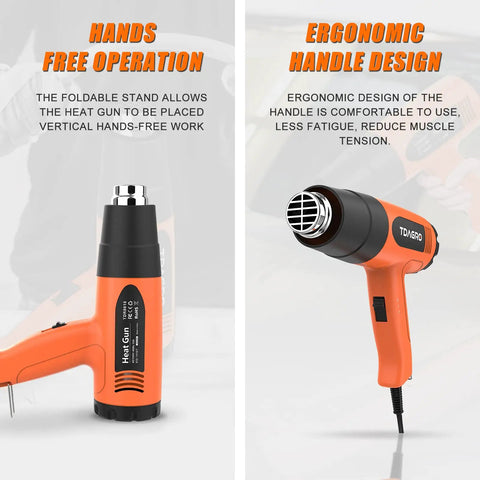 Heavy Duty Heat Gun With Dual Temp Settings 572F And 1112F, 1600W Power, 4 Nozzles, Cordless Design in hands-free stand