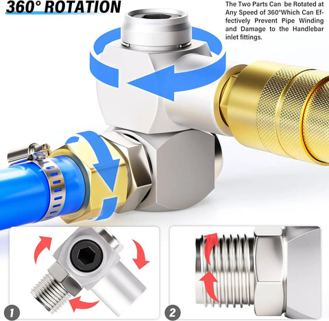 1/4 Inch Air Tool Swivel Fitting 360 Degree Swivel Air Hose Connector Aluminum Adapter Pack Of 4 for detailed view.