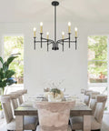 Black Farmhouse Chandelier With Six Lights For Dining Room And Kitchen Island in modern dining room