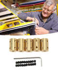 Premium Five Piece RC Brass Shaft Coupling Kit For 5Mm To 5Mm Universal Motor Connectors with brass sleeves and grub screws.