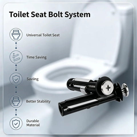 Universal Toilet Seat Bolts Replacement Kit With Stainless Steel Heavy Duty Toilet Lid Screws, black bolt close-up