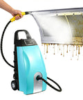 Heavy Duty Commercial Steam Cleaner 3000W With 110 Degree High Temp Deep Cleaning Power 5 Bar Pressure And 3.5L Tank For Tough Grime Removal Instant Heat No Preheating Needed Blue Model cleaning greasy filter.