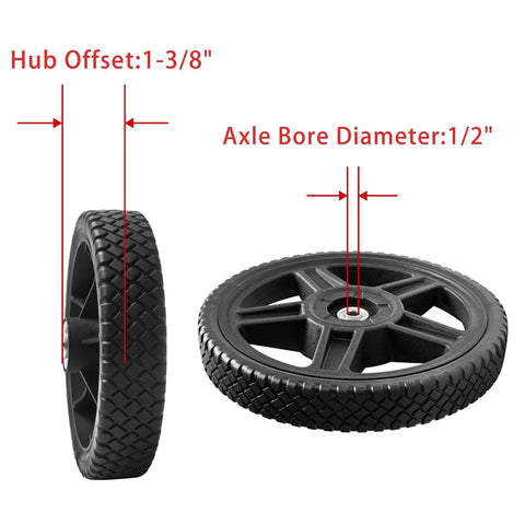 8 Inch Lawn Mower Wheel Kit For Push Mower Set Of 2 With Bolts And Nuts Bore Half Inch Spoke Hole One And A Quarter Inch details