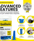 Plastic Wall Conical Anchors For Drywall Hollow Walls And Concrete Brick Or Masonry In 1 Inch Size Pack Of 50 with quality features