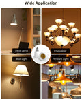 E12 To E26 Light Socket Adapter 2 Pack For Medium Base Lamps, E26 E27 Converter For Chandeliers And Fixtures, shown in use with various lamps.