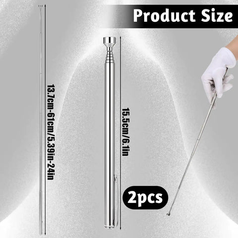 Flexible Magnetic Pickup Tool Set Two Pack, 5 Lb Capacity Telescoping Grabbers Extend To 26 Inches, Bendable Extension With Pocket Clip, Magnetic Pick Up Tool For Reaching Hidden Metal Parts, Ideal Gift For Men And DIY Fans
