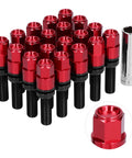 Rock Out With These 21 PC Extended Lug Kit Nuts Featuring M14x15 Thread Fitment For Serious Auto Mods and Style Upgrades That Slam Your Ride Down Low With Maximum Grip And Durability On The Block., red M14x1.5 steel extended lug nuts set with socket