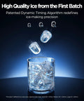 Real Talk Smart Countertop Ice Maker Cranks Out Fresh Ice In Three Minutes with high-quality ice cubes in glass.