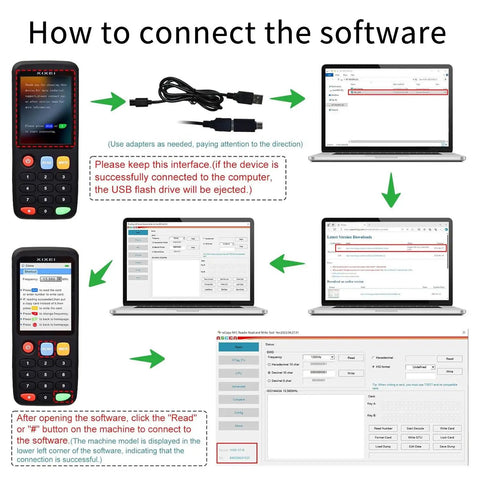 Software connection guide for All In One RFID Reader Writer For Access Control Systems, Multi Frequency Copier setup