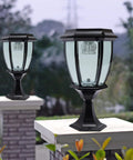 Outdoor Solar Post Lights 2 Pack Waterproof LED Landscape Lanterns for fence deck patio black energy saving garden lighting