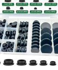 135 Piece Black Silicone Plugs Kit For Round Holes 8 Size Set Including 1 Inch 3/4 Inch 5/8 Inch 1/2 Inch 3/8 Inch 5/16 Inch 1/4 Inch 1/5 Inch