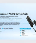 Top Shelf High Frequency AC DC Current Probe Packing 8MHz Bandwidth And 300 Amp RMS Plus 500 Amp Peak Range With Straight Up Percent Accuracy And Crisp Ten Milliamp Resolution For Zero Hassle Scope Testing, showing BNC interface.