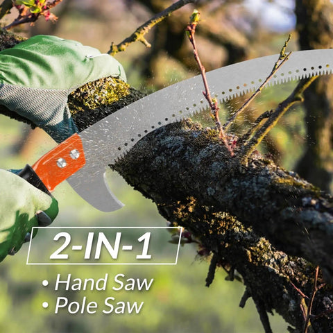 Lightweight Manual Pole Saw Extension For Tree Pruning 10 Foot Reach Stainless Steel Blade cutting tree branch