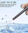 6.5 Inch Lube Shooter With Air Proof Silicone Cap Reusable Lube Tube Applicator 10ml Precise Scale held in hand over water splash