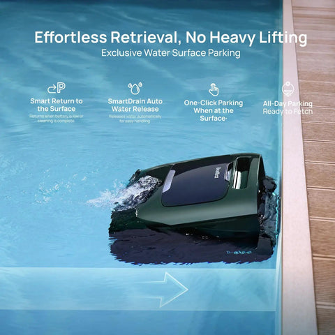 AquaSense 2 Pro Cordless Robotic Pool Cleaner skimming pool surface for efficient cleaning up to 3875 sq ft