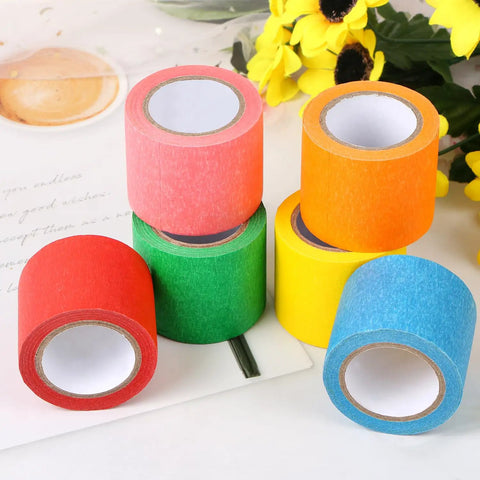 Colorful Masking Tape Set, 6 Pieces Rainbow Rolls For Crafts And Labeling, 2 Inches Wide By 32 Feet Total on display