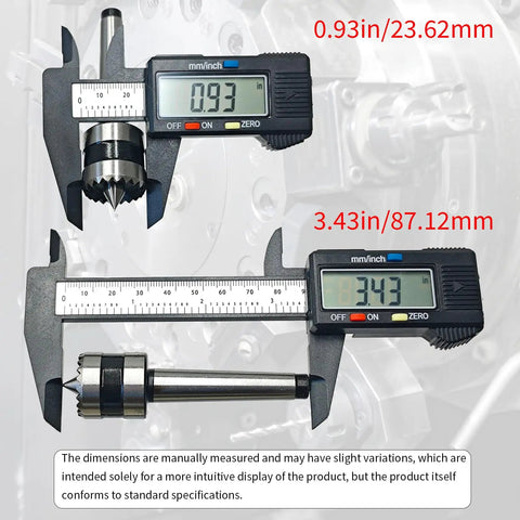Built Tough MT1 Morse Taper Drive Center With Spiked Seven Eighth Inch Crown Teeth Made From High Quality Steel for precise measurement with caliper.