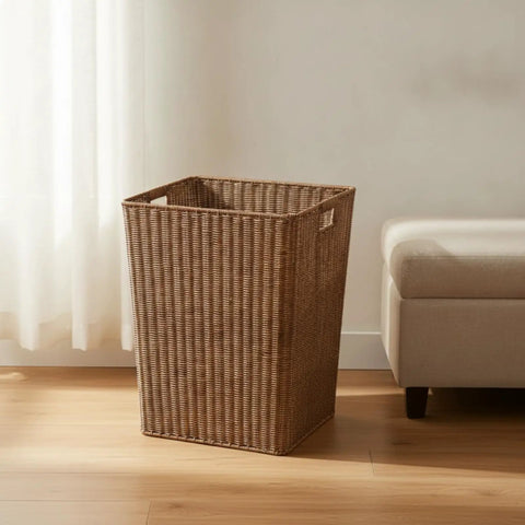 Top Shelf Woven Storage Basket With Hand Cutout Handles For Apartment Living Imitation Rattan Organization Bin A Real Gotta Have To Keep Bedroom And Closet Clutter Free Daily Routine