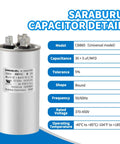 Detailed view of Dual Run Round CBB65 Capacitor 30 Plus 5 MFD Five Percent Tolerance 370 To 440 Volt for HVAC systems.