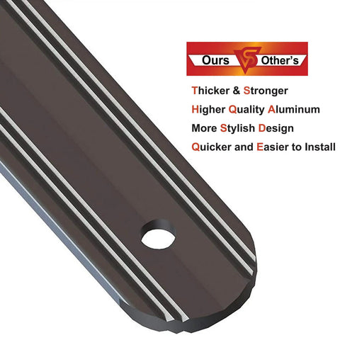 Close-up of Aluminum Grooved Porch Railing Balusters For Deck And Staircase Nearly 30 Inch Long With Flat Straight Face Mount Matte Black
