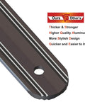 Close-up of Aluminum Solid Deck Baluster 32.25 In, Matte Black, with pre-drilled end, highlighting thickness and grooves.