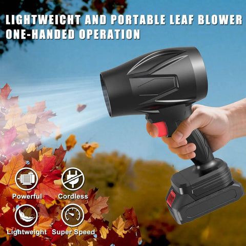Dual Battery Cordless Leaf Blower With Charger Lightweight Handheld Dust Blower 450000 RPM in hand blowing leaves