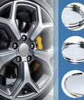 Set Of Four Heavy Duty Wheel Center Caps For Cars Silver 2.48 Inch Universal Fit on modern car rims, showcases shiny silver finish.