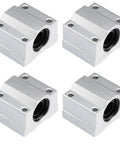 Four silver aluminum SCS8UU 8mm bore linear bearing bushings