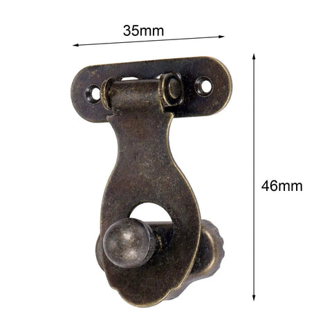 Old-School Antique Metal Hasp Lock Set Of 2 For Jewelry Boxes And Wooden Boxes, Vintage 35x46mm padlock latch clasp, retro iron hardware.