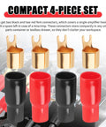 Compact 4-piece set of Top Tier 0 Gauge Fork Connectors For Car Audio Power Cables in red and black.