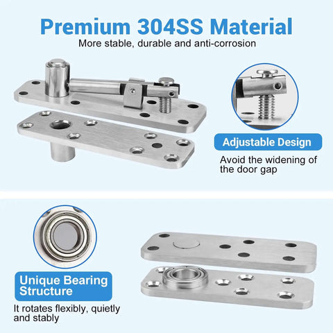 2 Piece Stainless Steel Hidden Door Hinge Pivot 570 Lbs with adjustable design and unique bearing structure for secret room and bookcase