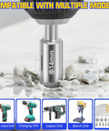 Beefy 38 Piece Masonry Drill Bit Set With Premium Carbide Tips showing bit drilling into concrete, compatible with various drills.