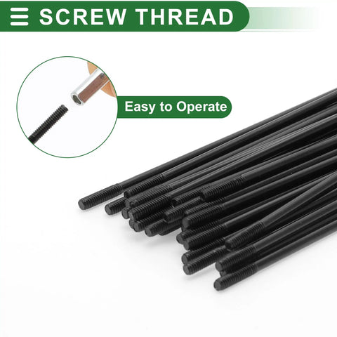 Universal Bicycle Spokes 14G 275mm Length Carbon Steel Black Set product image showing screw thread detail.