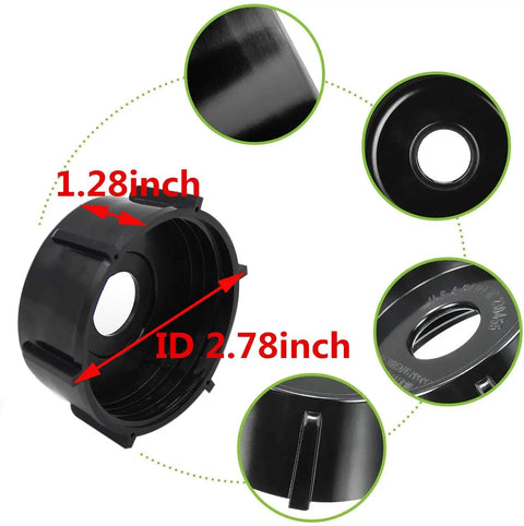 Composite image showing dimensions and features of the bottom cap part for 6-Cup Glass Jar Replacement For Oster Blenders Compatible With Popular Oster Models Durable Glass Jar Replacement Part For Smoothies Sauces And High Speed Blending.