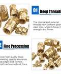 220 Piece Threaded Inserts Kit With Heat Set Tool For 3D Printing And DIY Makers, brass knurled nuts close-up