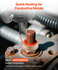 Magnetic Induction Heater Coil Kit heating a rusted bolt to 1472°F, showcasing durable long life inductor heat accessories.