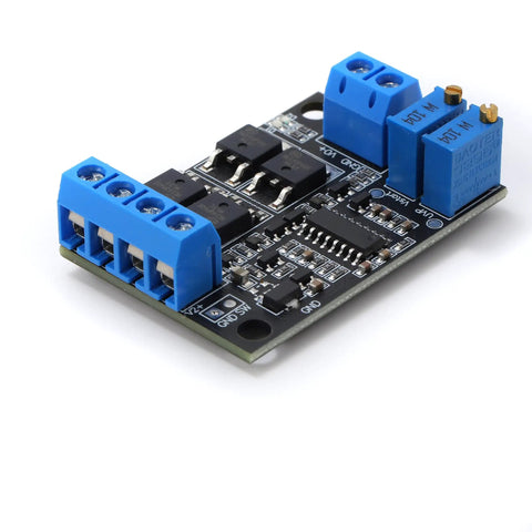 Dual Dc Power Switching Module With Ideal Diode 6 To 36V Input 15A High Power Output Ultra Low Self Consumption Mcu Controlled Fast Switching UPS Style Backup For Electronics 1 Pack, close-up view, showing blue connectors and components on circuit board.