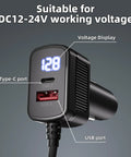 Plug And Play Road Warrior 10 Foot DC Power Cable Featuring Dual 100 Watt Charging Bays And Integrated Volt Gauge, with USB ports and voltage display.